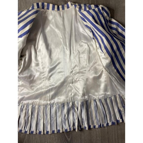 Vintage 90s Handmade Blue White Vertical Stripe Skirt and Jacket Set Sz M - Picture 12 of 16